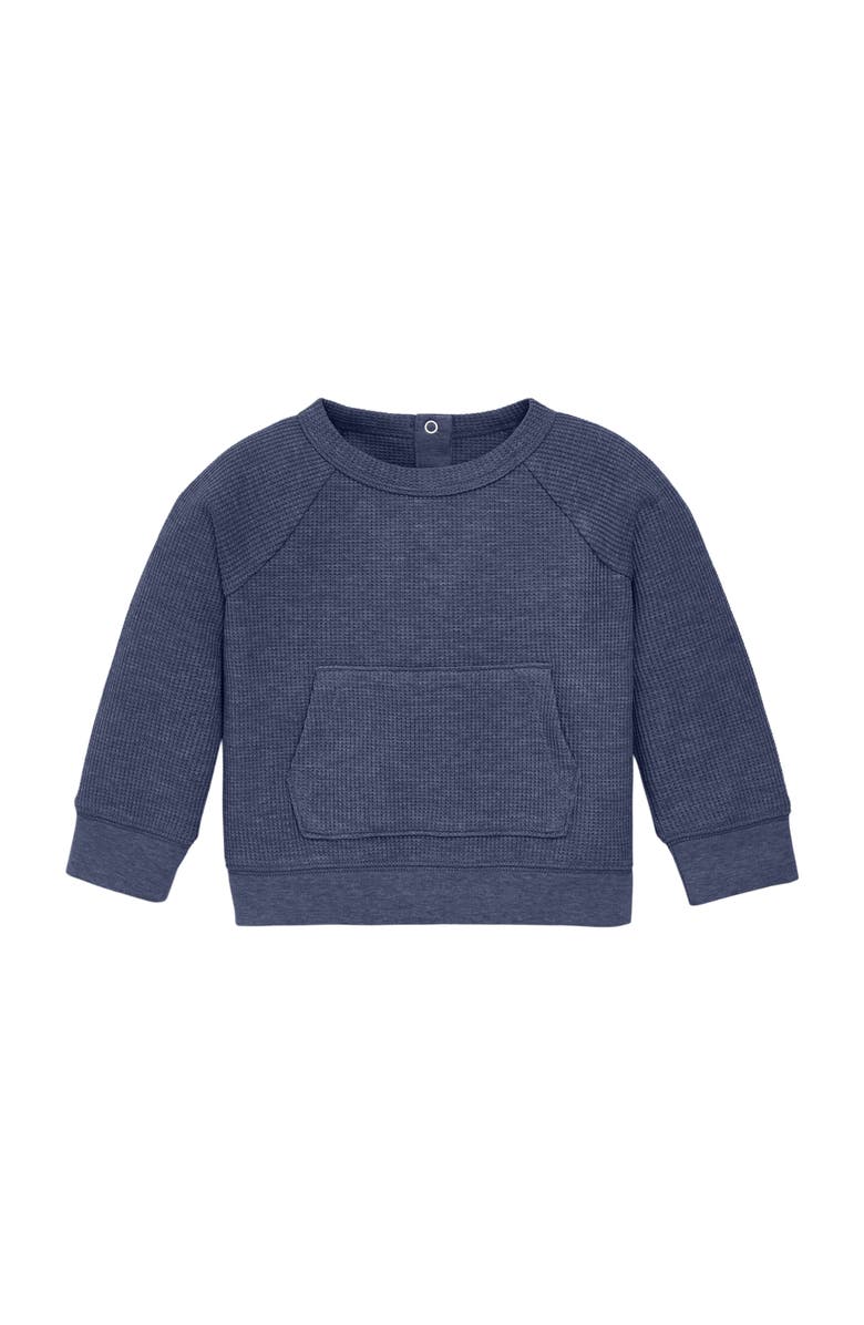 Primary Baby Heathered Waffle Pocket Tee, Main, color, Heather Navy