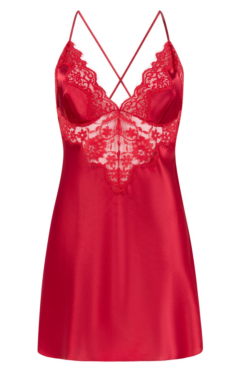 Hunkemöller Mya Lace Trim Satin Chemise, Main, color,