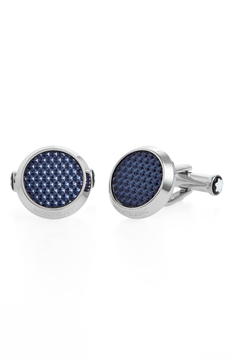 Montblanc Lacquer Inlay Cuff Links, Main, color, Blue
