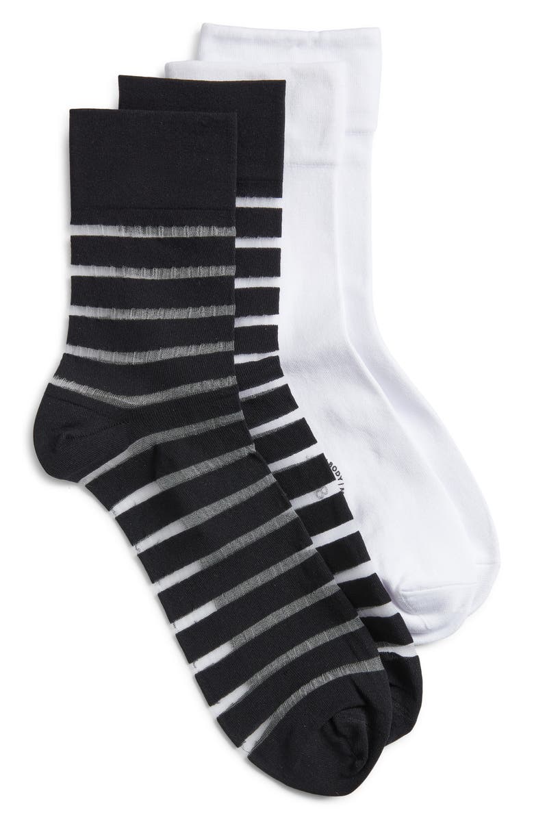 K Bell Socks Sheer Stripe Assorted 2-Pack Crew Socks, Main, color,