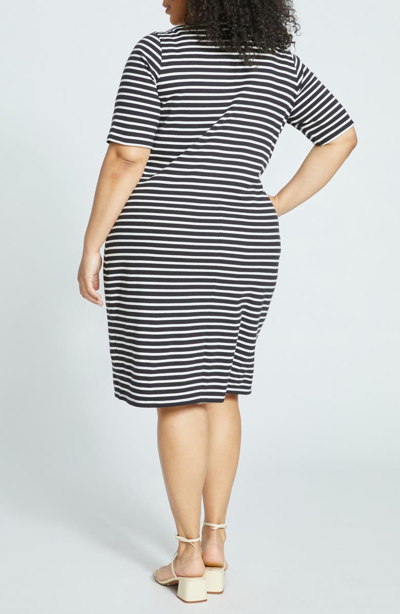 Universal Standard Belle Breton Stripe Cotton Jersey Dress, Alternate, color, 