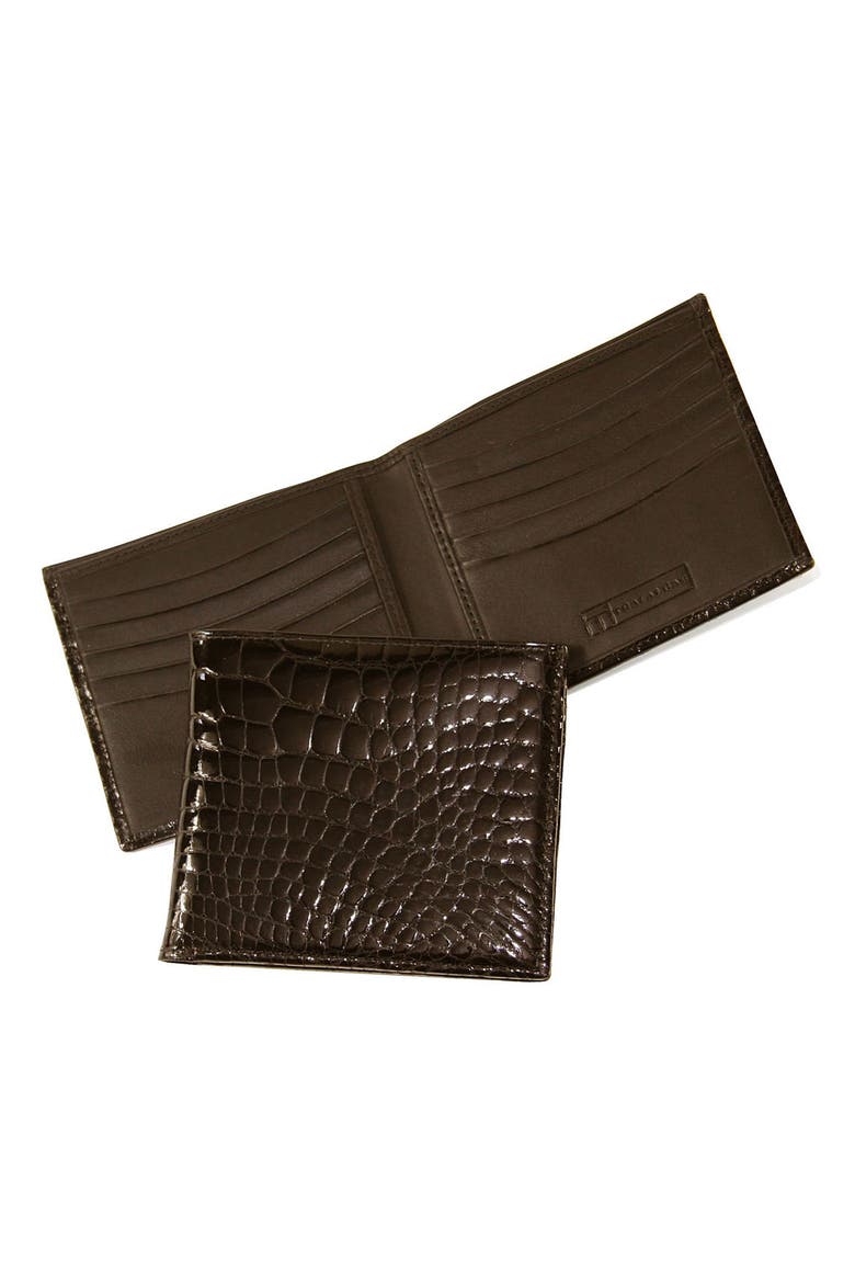 Genuine Alligator Wallet, Main, color, DARK BROWN