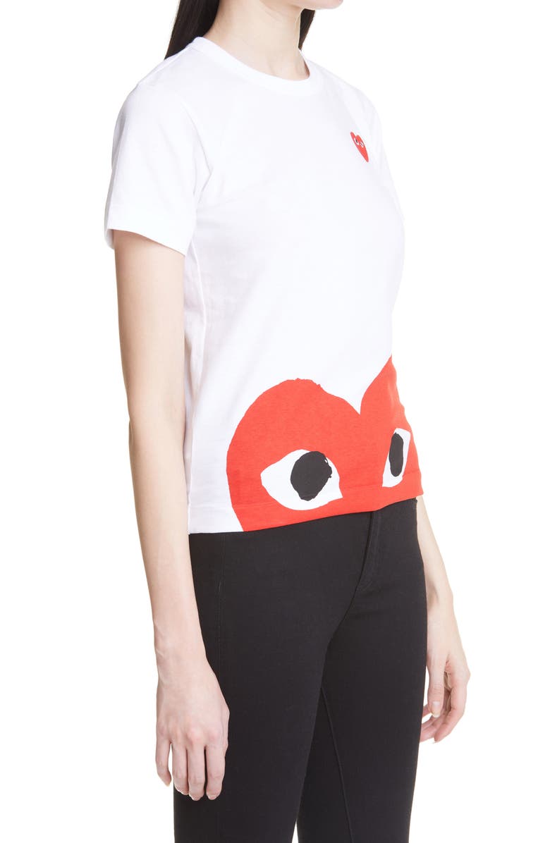 Comme des Garçons PLAY Peek Heart Graphic Tee, Alternate, color,