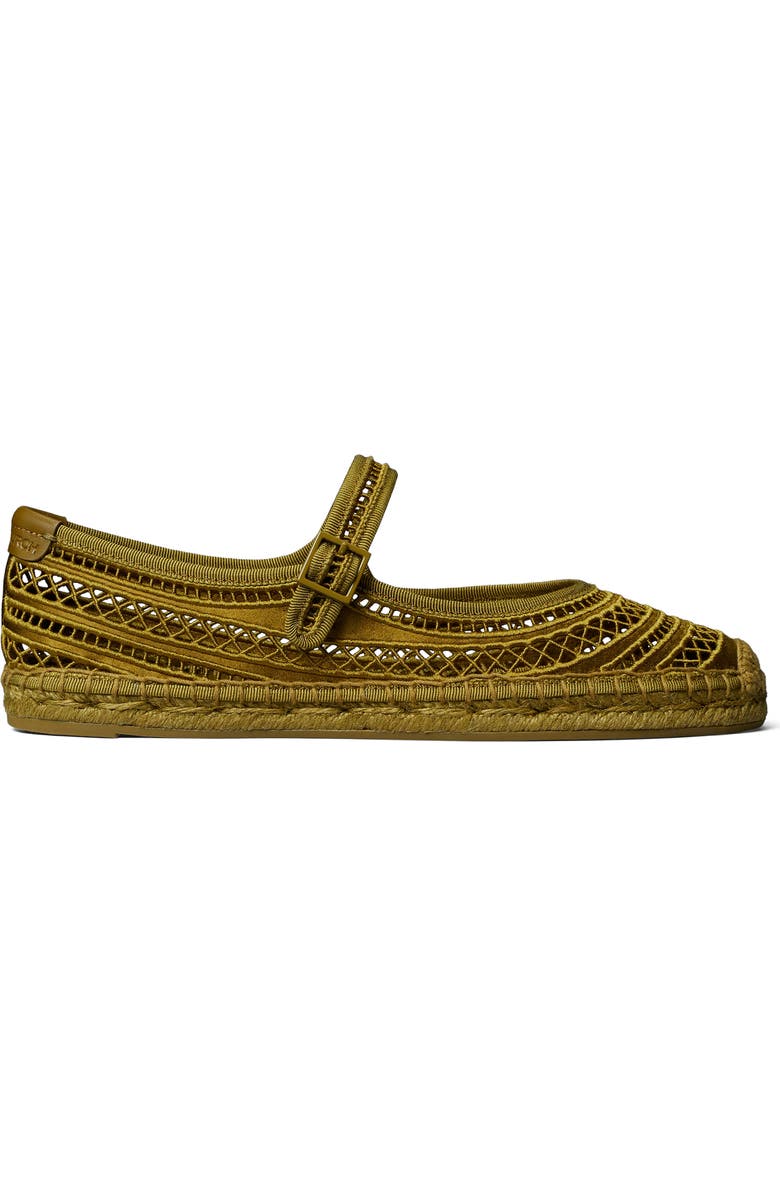 Tory Burch Open Weave Mary Jane Espadrille Flat, Alternate, color, Olive Twig