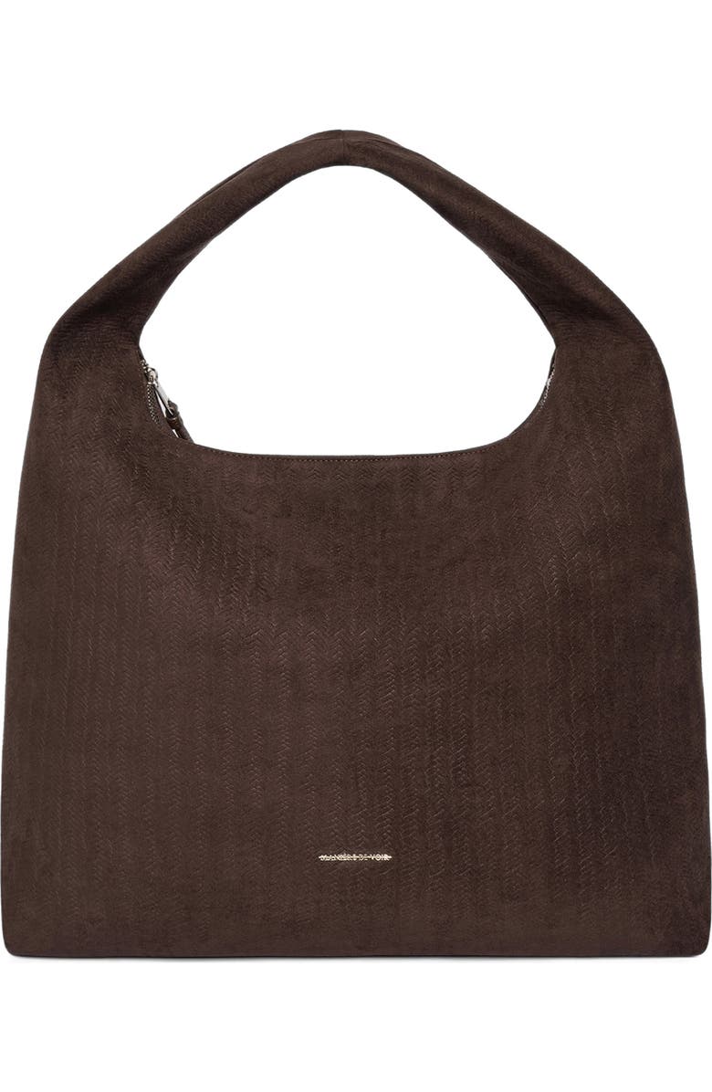 Manière De Voir Aubin Braided Suede Hobo Bag, Alternate, color, Brown