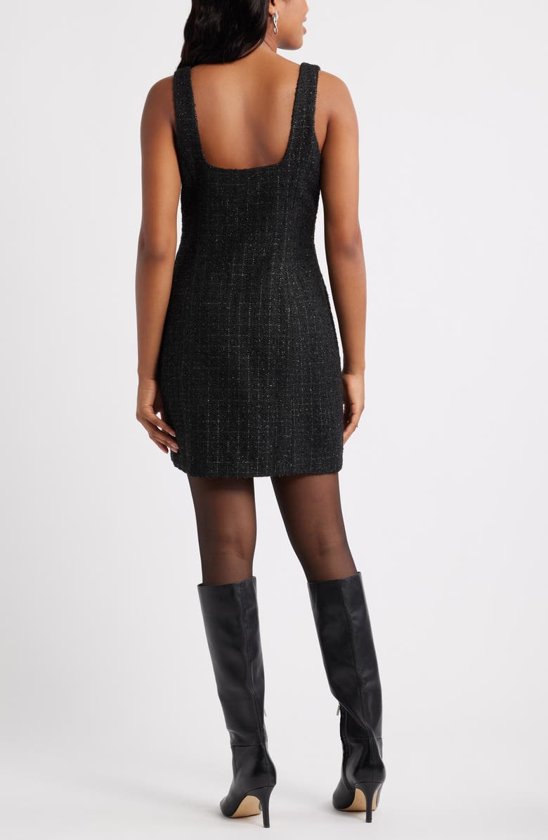 Open Edit Tweed Sleeveless Minidress, Alternate, color, Black
