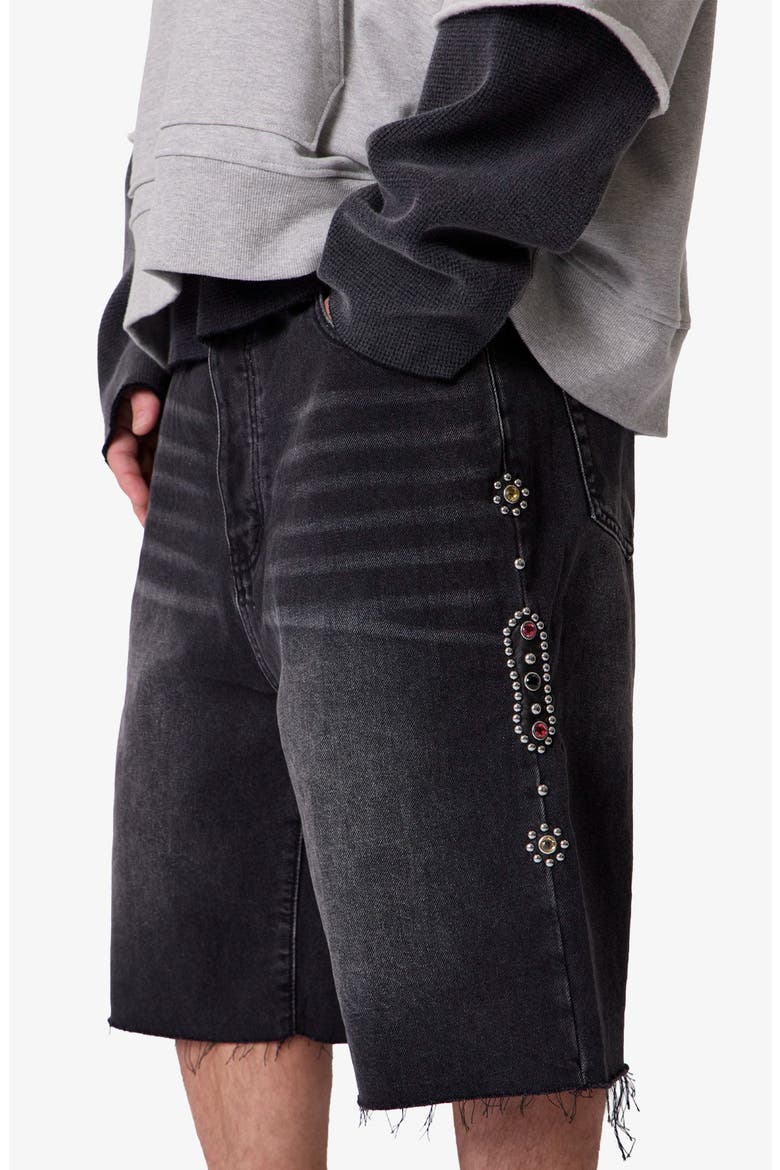 Pleated Ultra Baggy Denim Shorts, Alternate, color, RINSED INDIGO