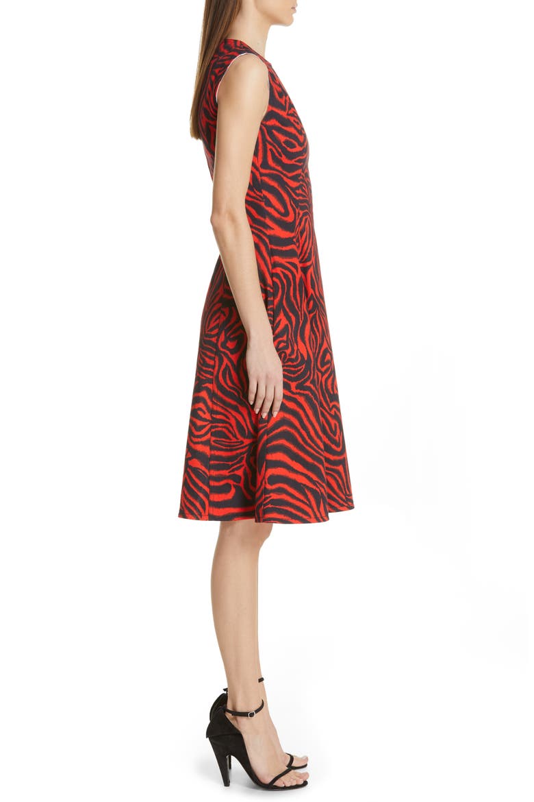 Zebra Print Denim A-Line Dress, Alternate, color, RED ZEBRA