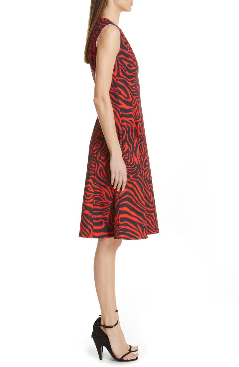 CALVIN KLEIN 205W39NYC Zebra Print Denim A-Line Dress, Alternate, color, 