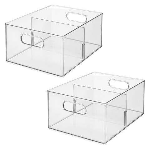 Divided All-Purpose Bin for Kitchen and Pantry Storage - Set of 2