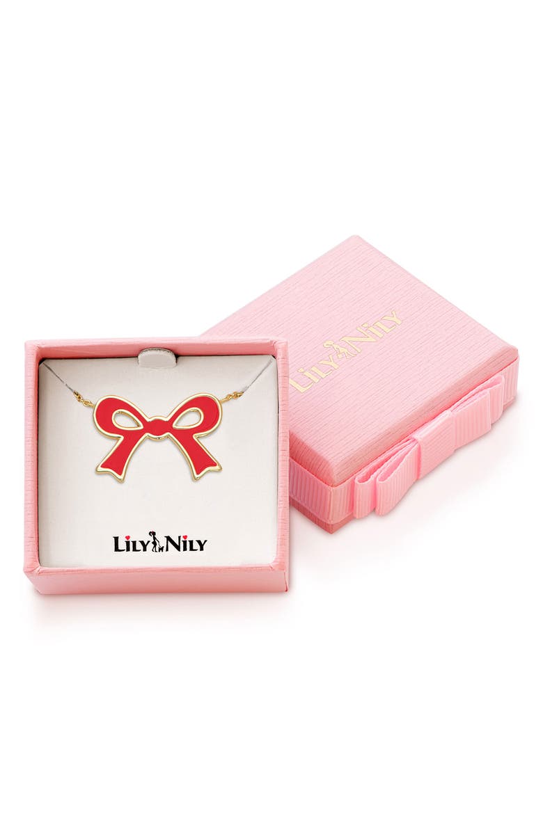 Lily Nily Kids' Flat Bow Pendant Necklace, Alternate, color, Red
