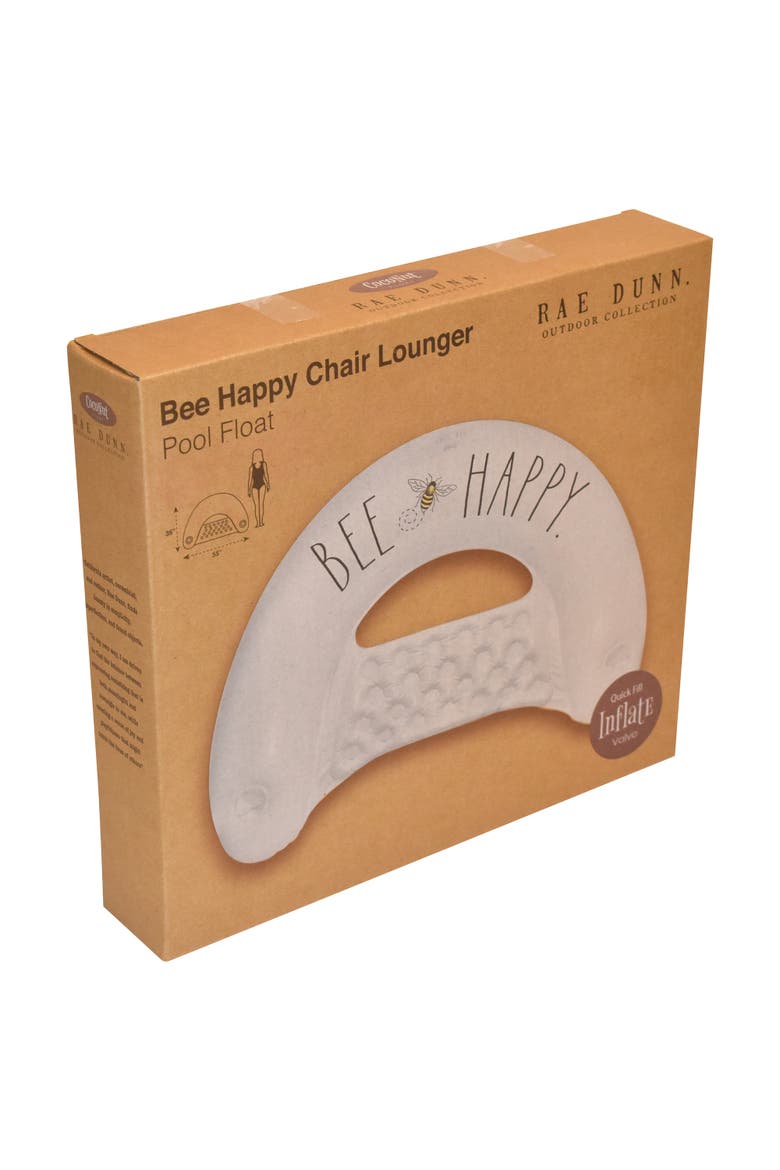 Bee Happy Chair Lounger Pool Inflatable, Alternate, color, White