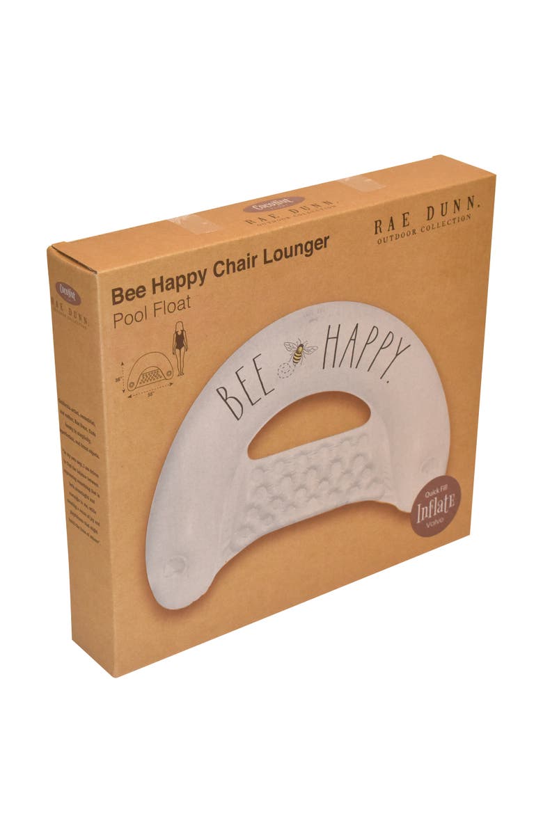 Rae Dunn Bee Happy Chair Lounger Pool Inflatable, Alternate, color, White