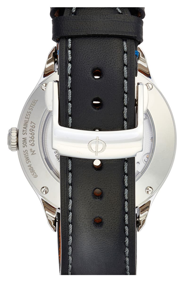 Baume & Mercier Clifton Baumatic Leather Strap Watch, 40mm, Alternate, color, White Porcelain-Like