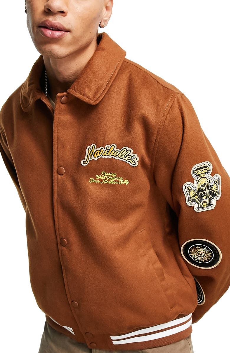 ASOS DESIGN Varsity Jacket, Main, color, 