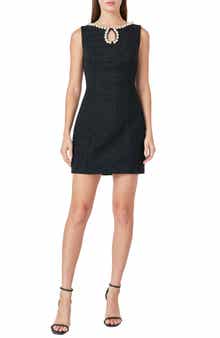 Faux Pearl Detail Sheath Minidress