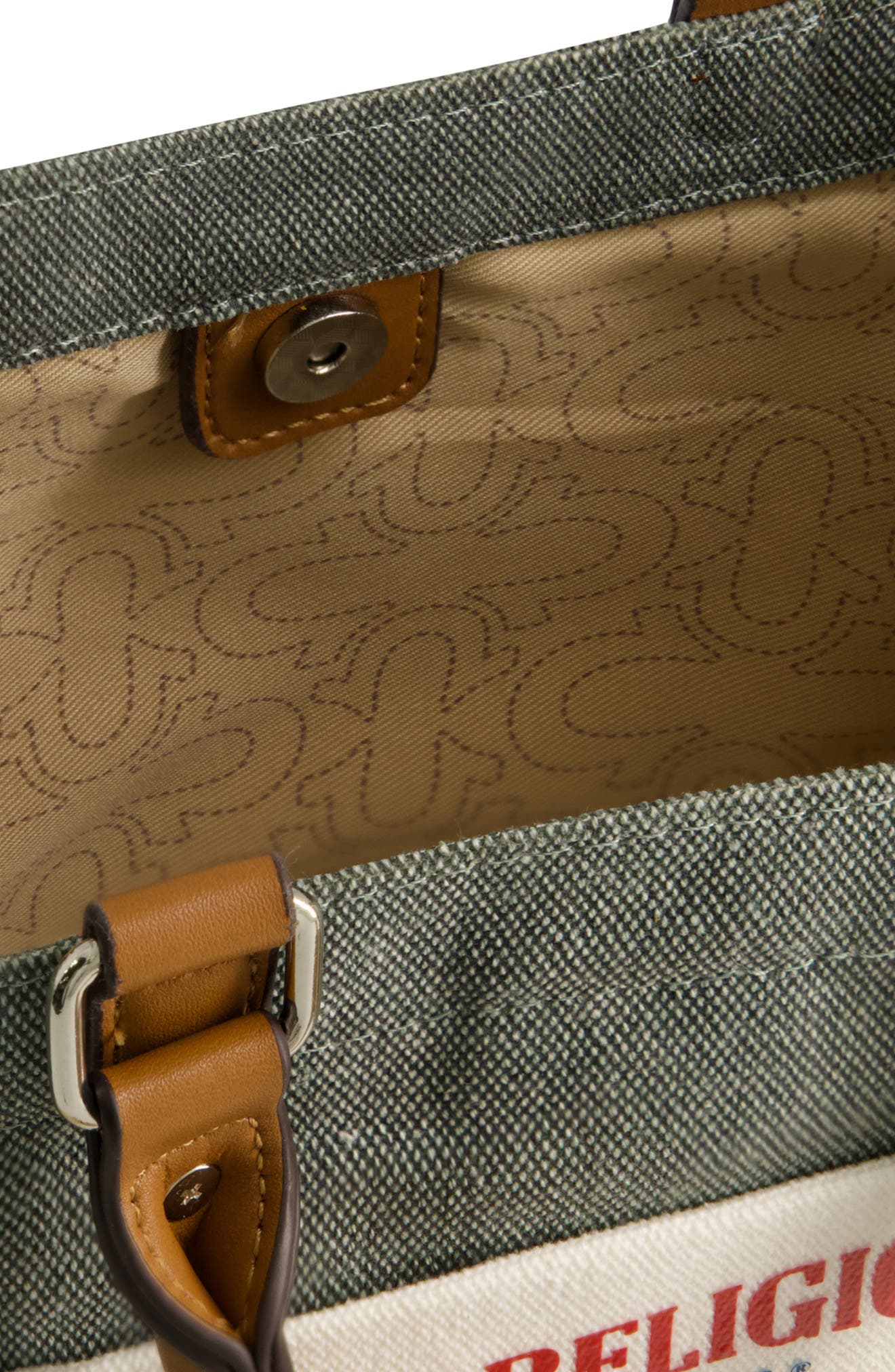 True Religion Mini Denim Tote Bag, Alternate, color, Sage