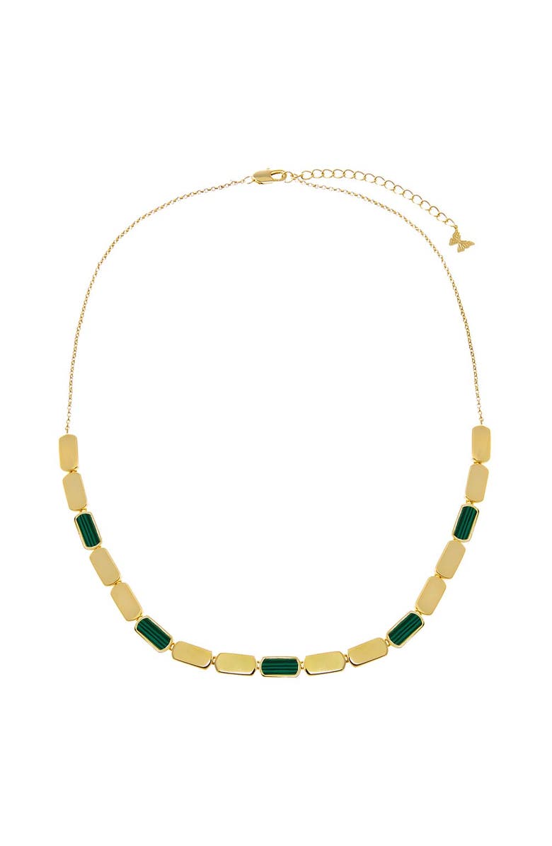 BY ADINA EDEN Multi Malachite Stone Bar Half Tennis Chain Necklace, Alternate, color, 