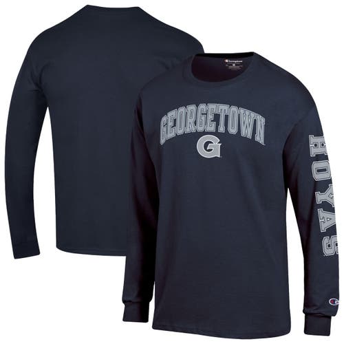 Champion Navy Georgetown Hoyas Arch Over Logo 2-hit Long Sleeve T-shirt In Blue