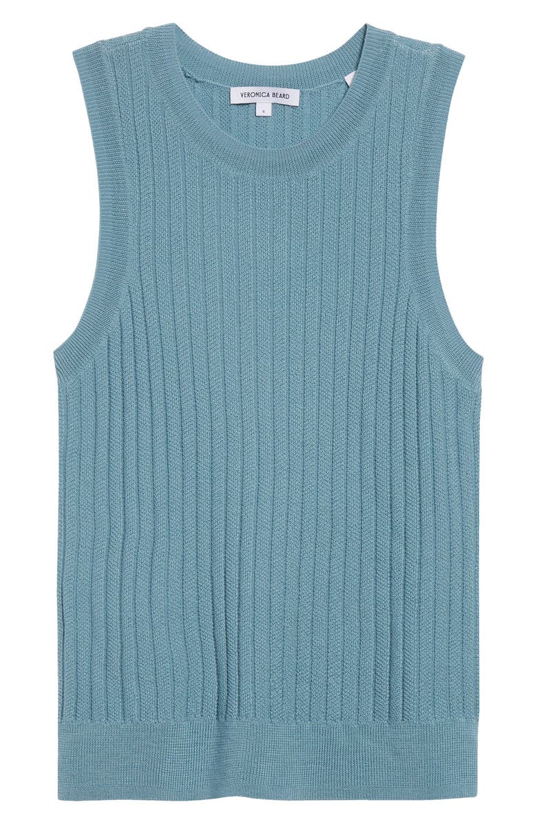Veronica Beard Jerrel Rib Merino Wool Tank, Alternate, color, Lake Mist
