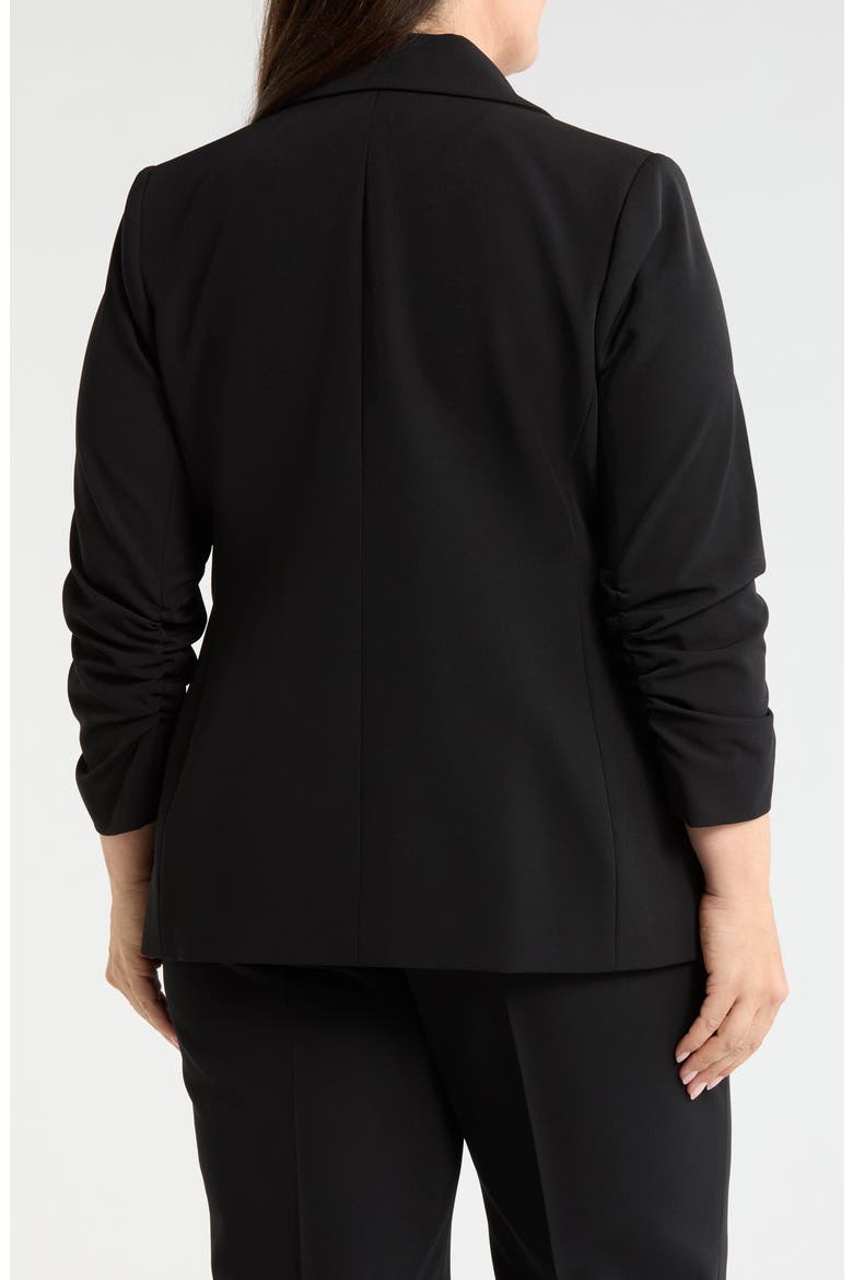 Ruched Sleeve Double Breasted Blazer, Alternate, color, BLACK