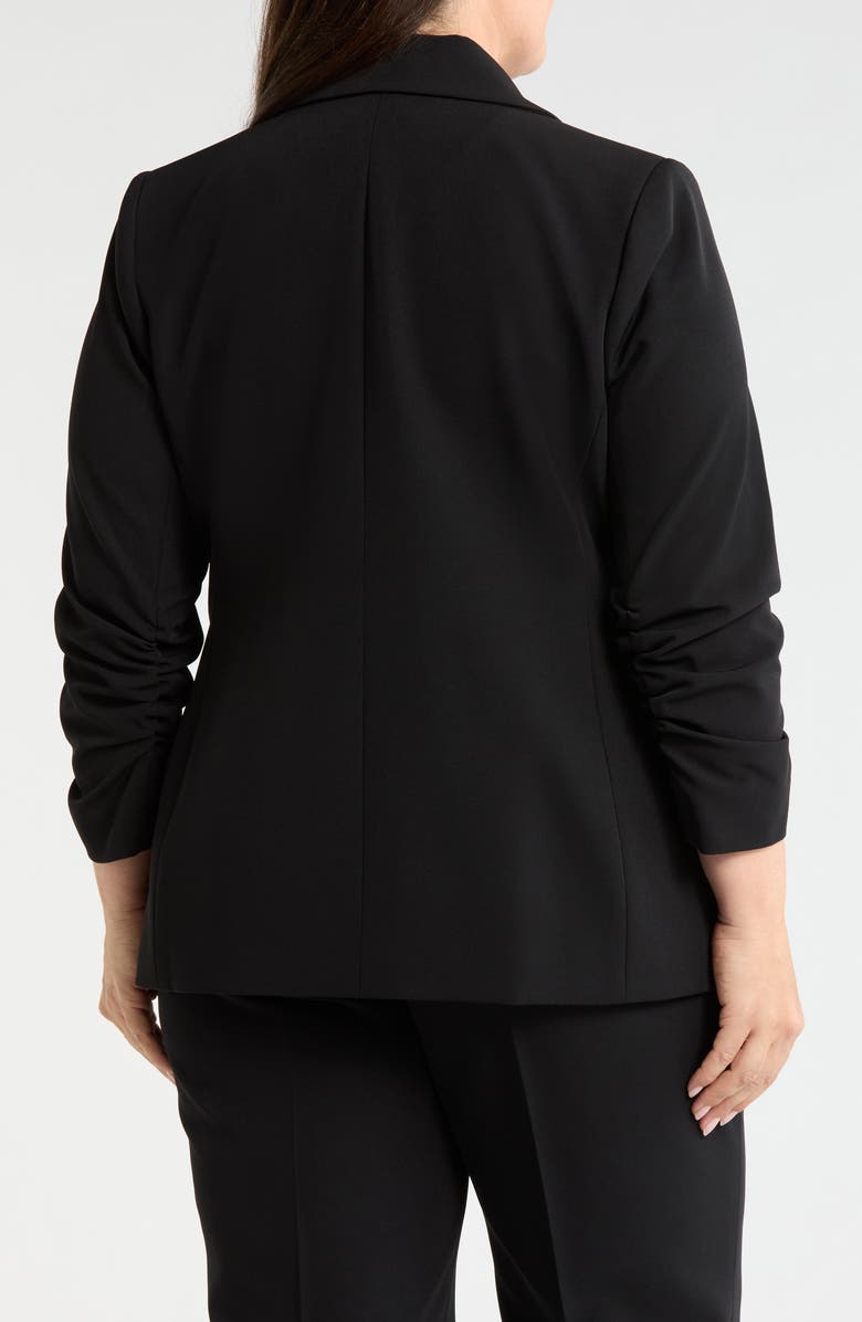 Tahari ASL Ruched Sleeve Double Breasted Blazer, Alternate, color, Black