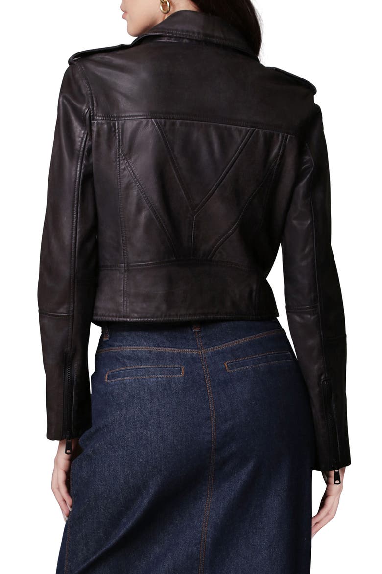 Leather Biker Jacket, Alternate, color, BLACK