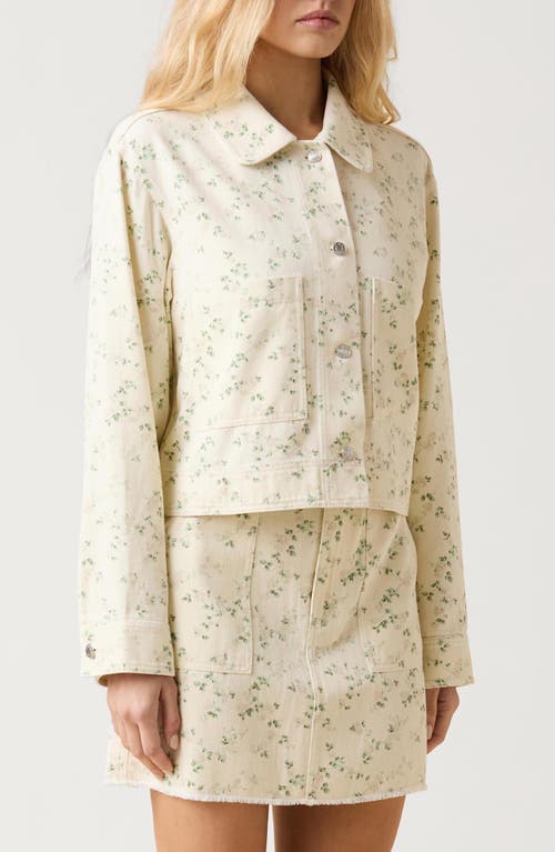 Le Jean Cora Print Denim Jacket In White