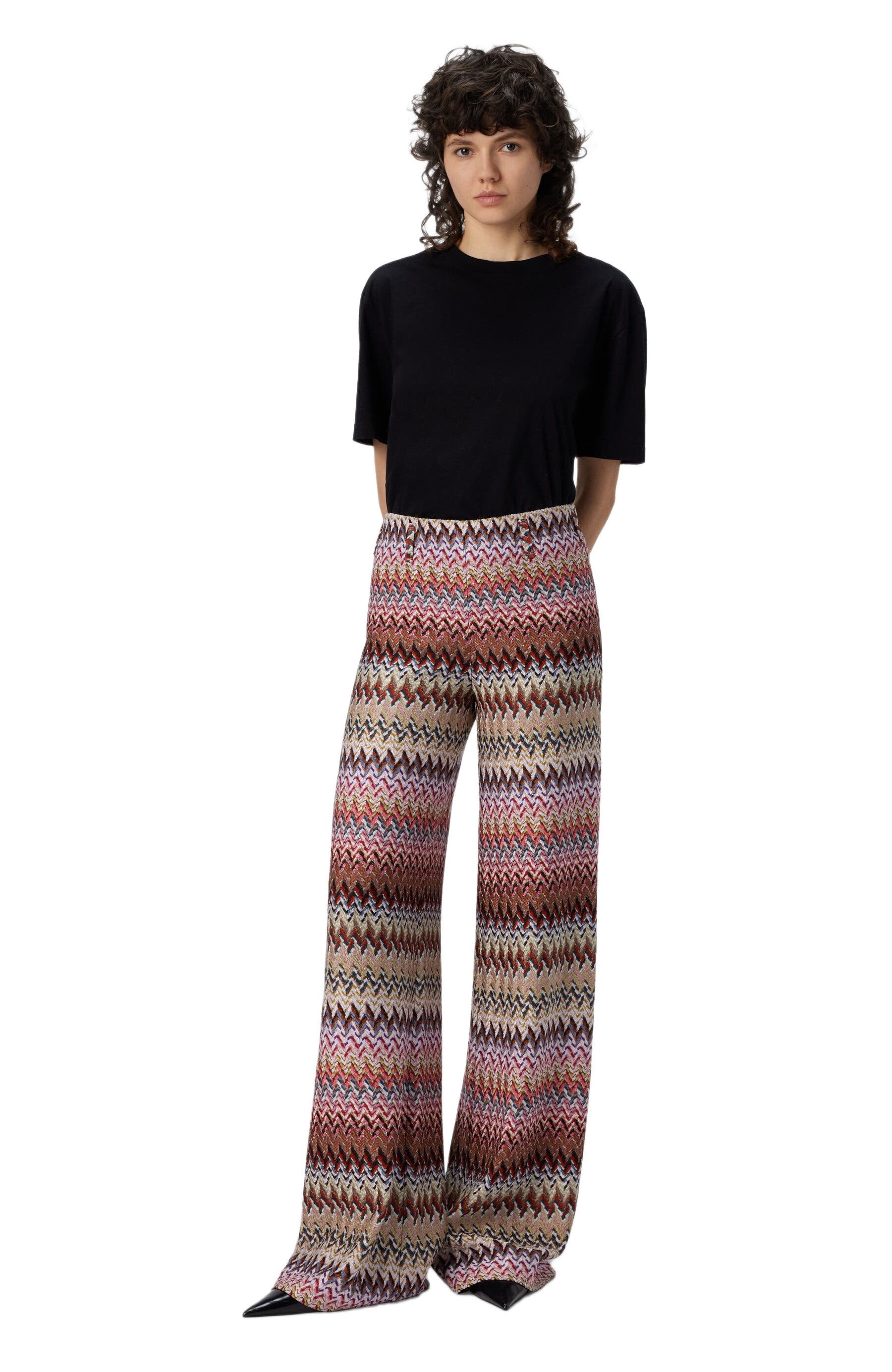 Flare Pants With Zigzag Pattern