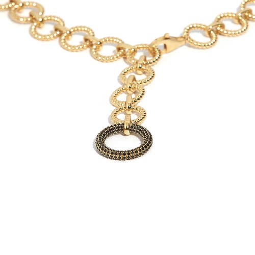Zarux Modern Circle Link Necklace With Moissanite Stone In Gold