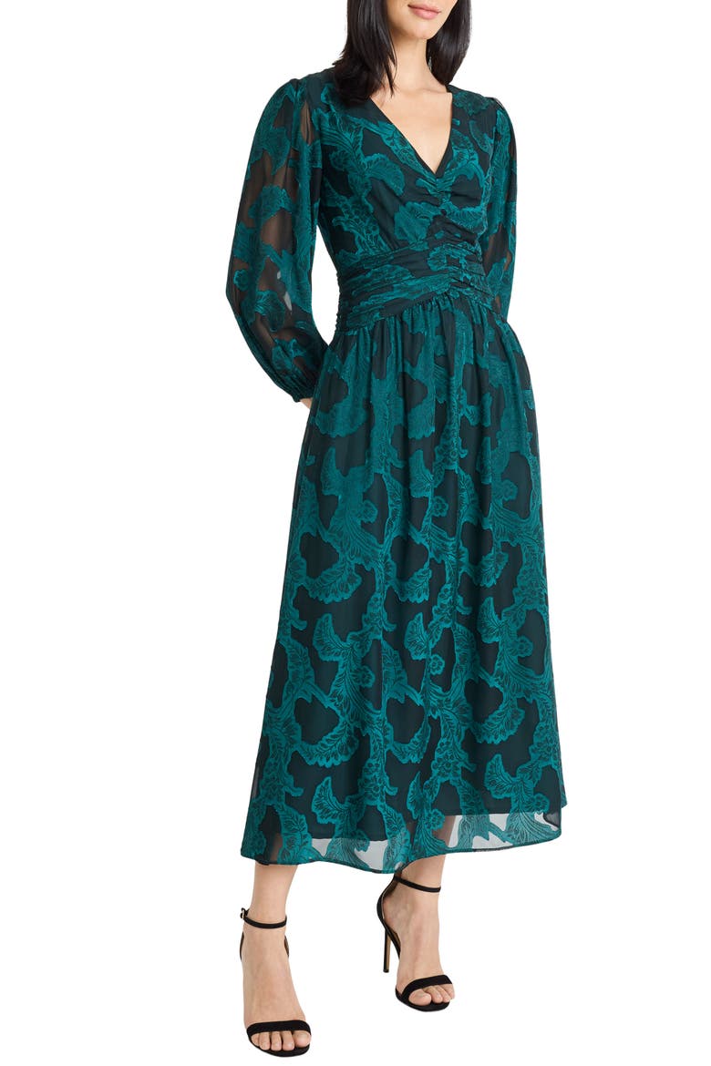 Long Sleeve Midi Dress, Alternate, color, EMERALD