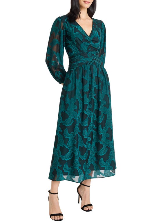 Maggy London Long Sleeve Midi Dress In Green