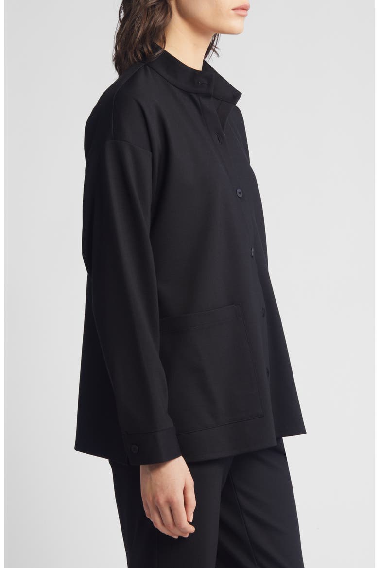 Stand Collar Overshirt, Alternate, color, BLACK