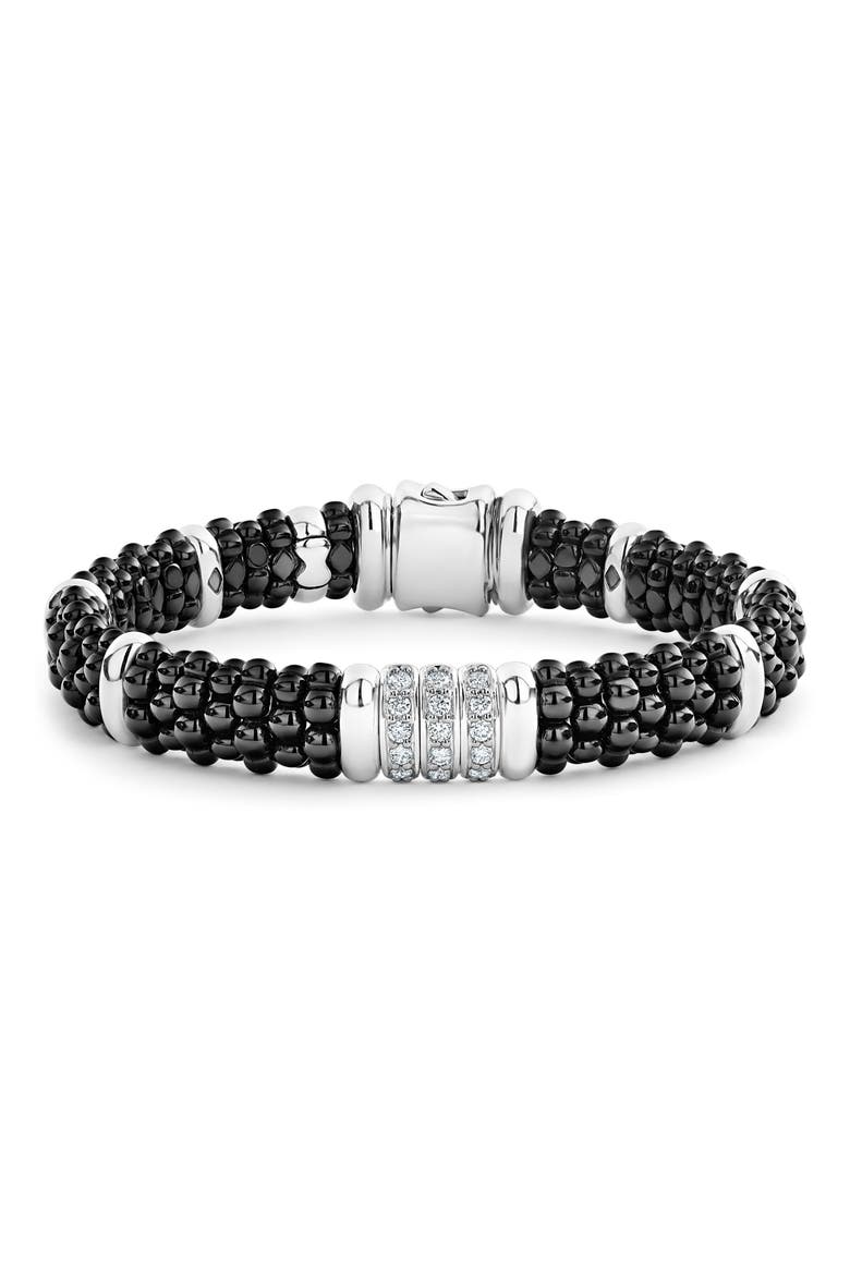 Black Caviar Ceramic & Diamond Bracelet, Alternate, color, SILVER