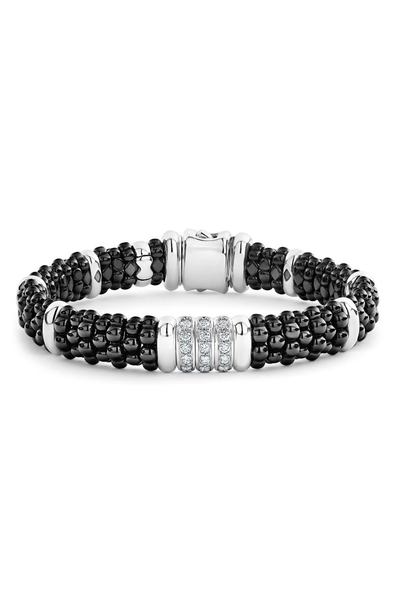 LAGOS Black Caviar Ceramic & Diamond Bracelet, Alternate, color, Silver