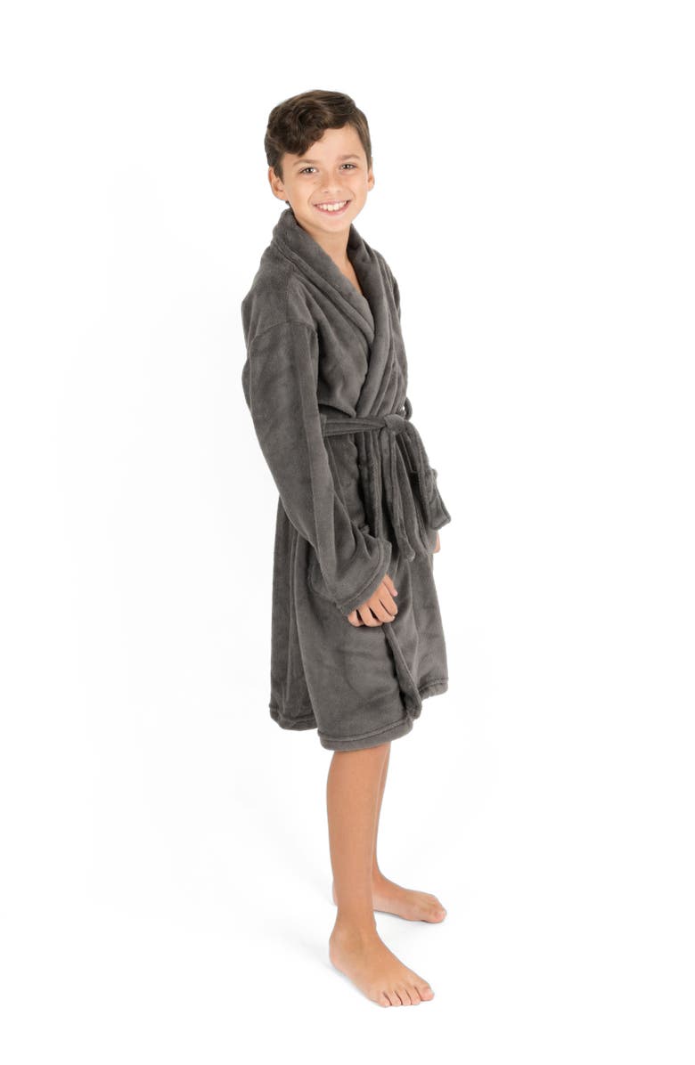 Leveret Kids Fleece Robe, Shawl Collar, Solid Colors, Alternate, color, Dark Gray