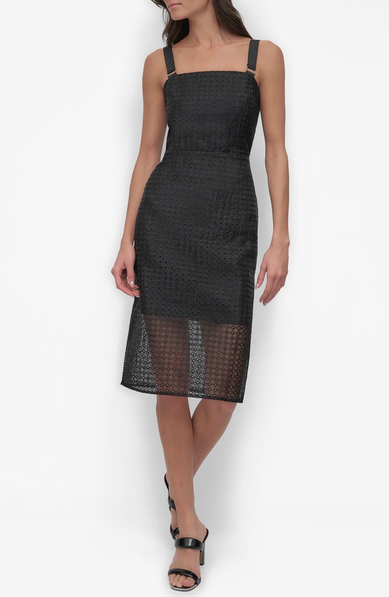 DKNY Eyelet Organza Dress, Main, color, 