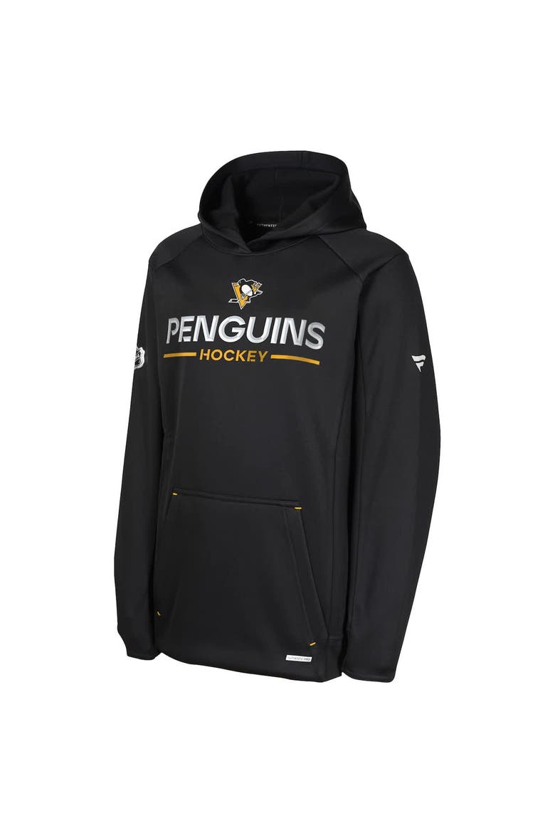 Youth Fanatics Black Pittsburgh Penguins Authentic Pro Rink Raglan Hoodie, Alternate, color, Black