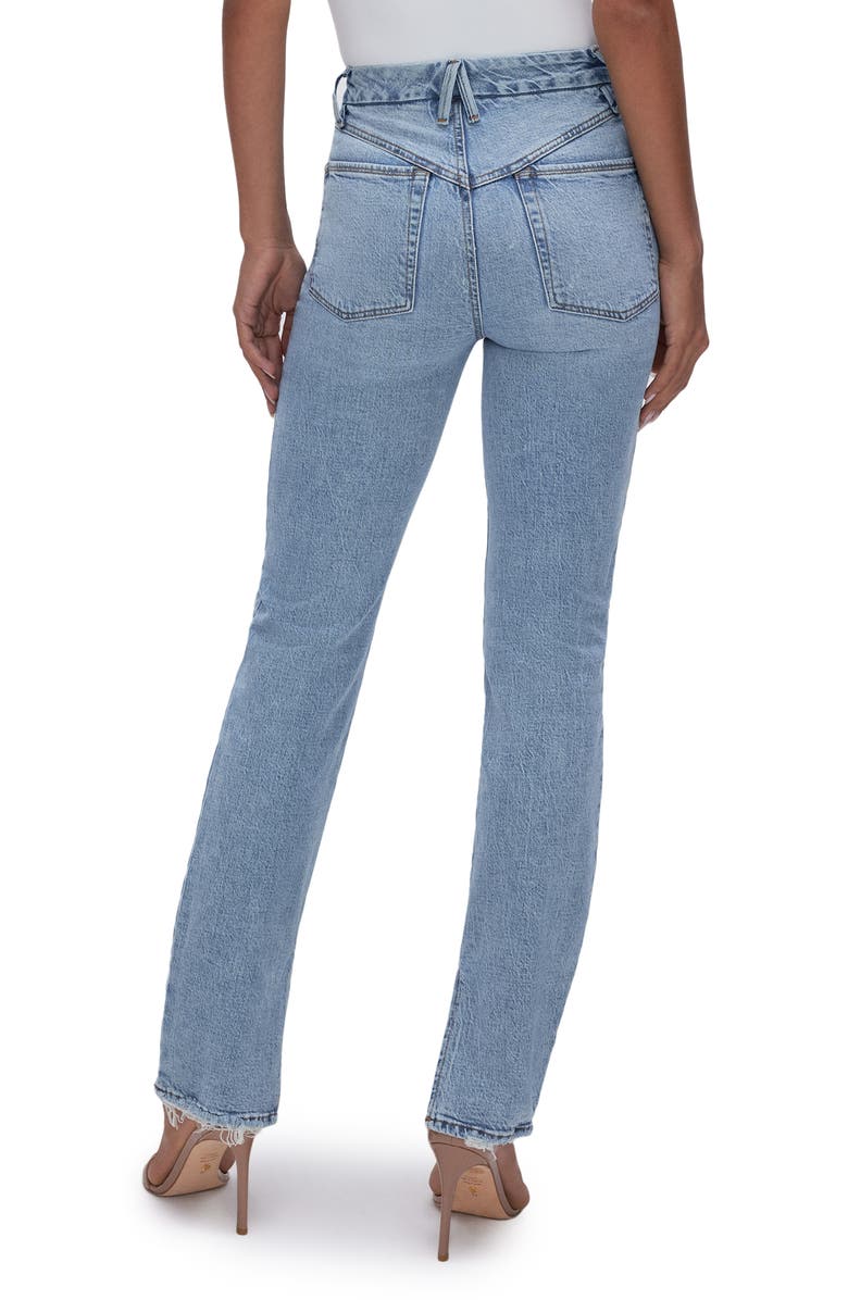 Good American Good Boy Split Hem High Waist Straight Leg Jeans, Alternate, color, 