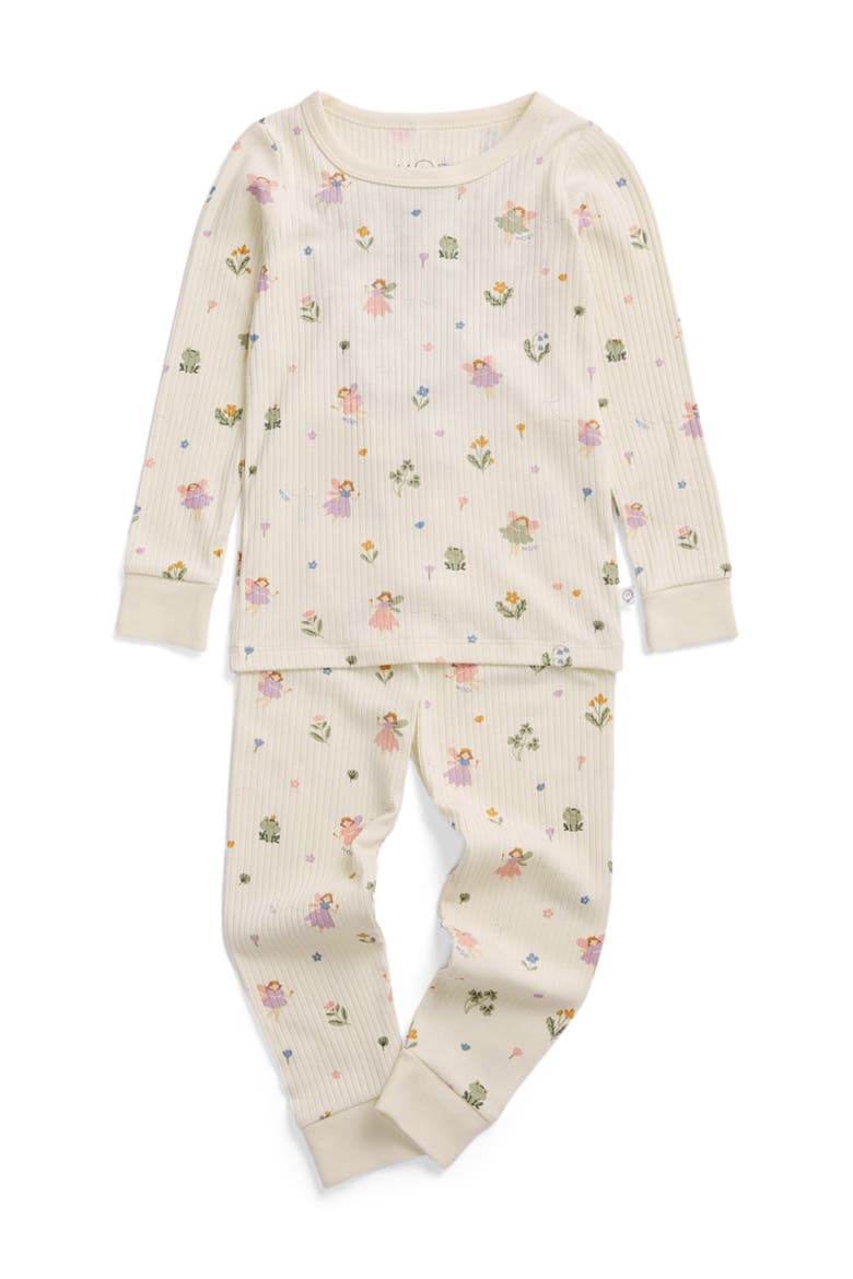 Ribbed Print Pyjama Set, Main, color, Gardenia & Fairy Orchard