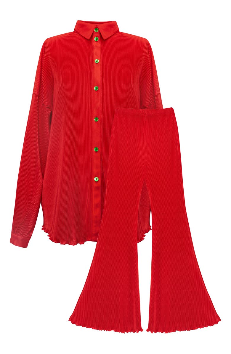 Sleeper Origami Lettuce Edge Plissé Pajamas, Alternate, color, 