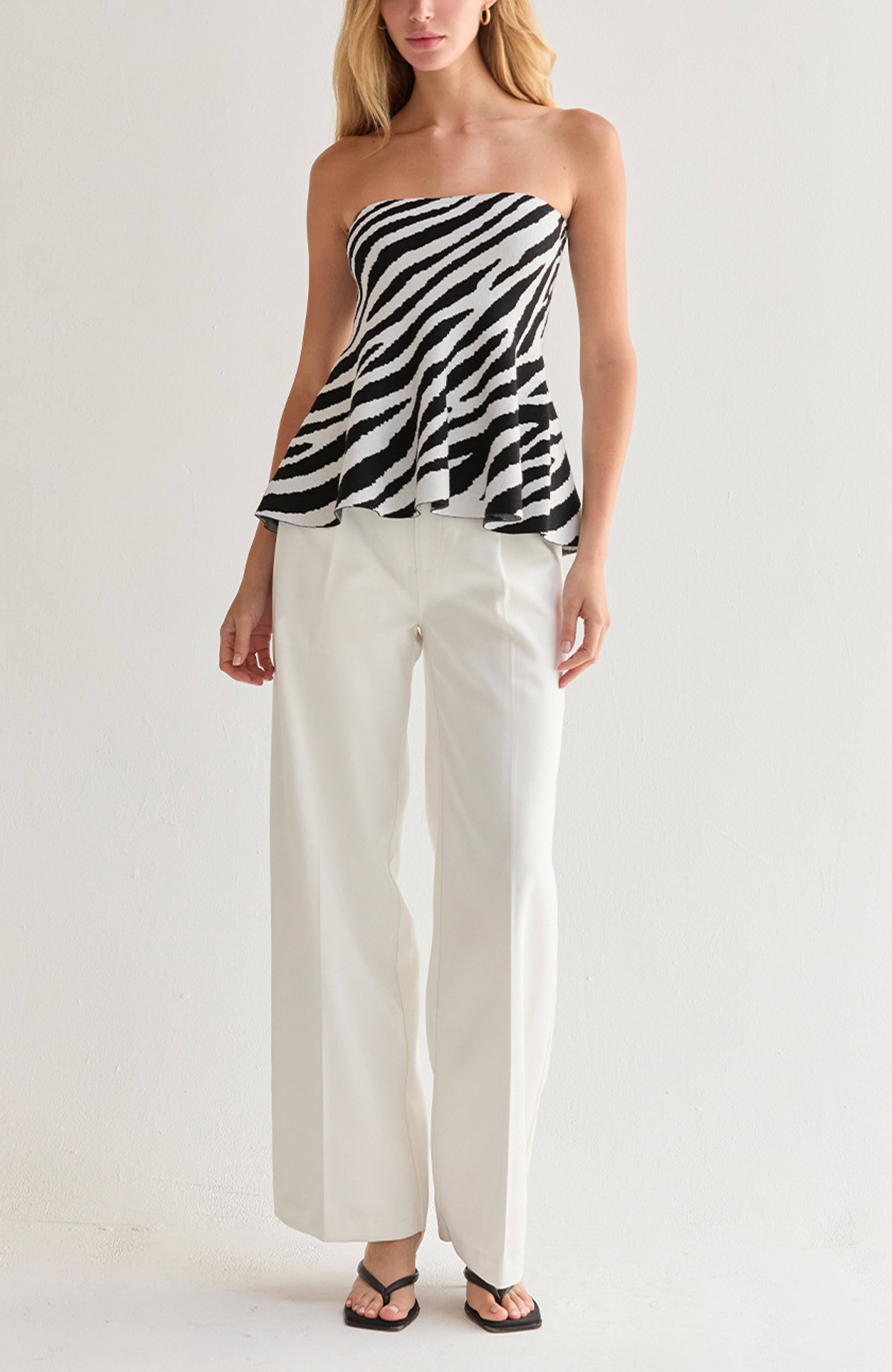 Zebra Print Jacquard Knit Peplum Top (Women) | Nordstrom