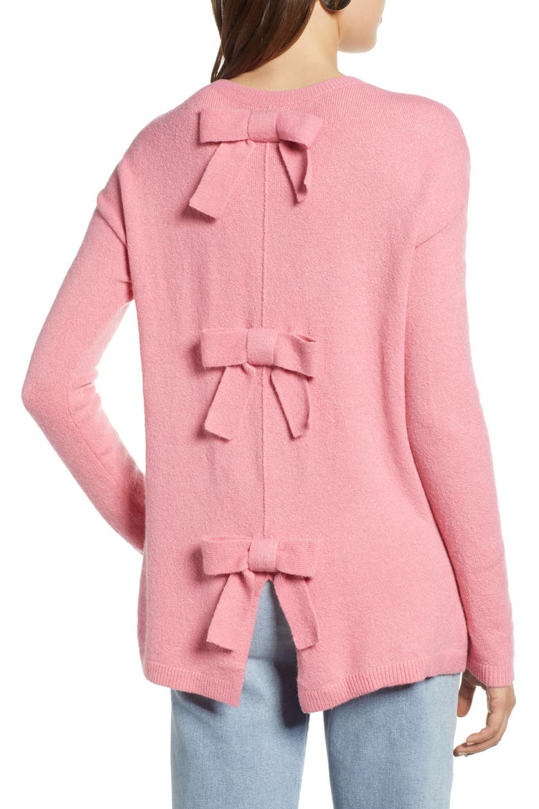 Bow Back Sweater, Alternate, color, PINK CONFETTI