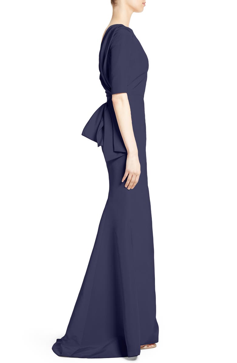 Carolina Herrera Draped V-Back Gown, Alternate, color, 