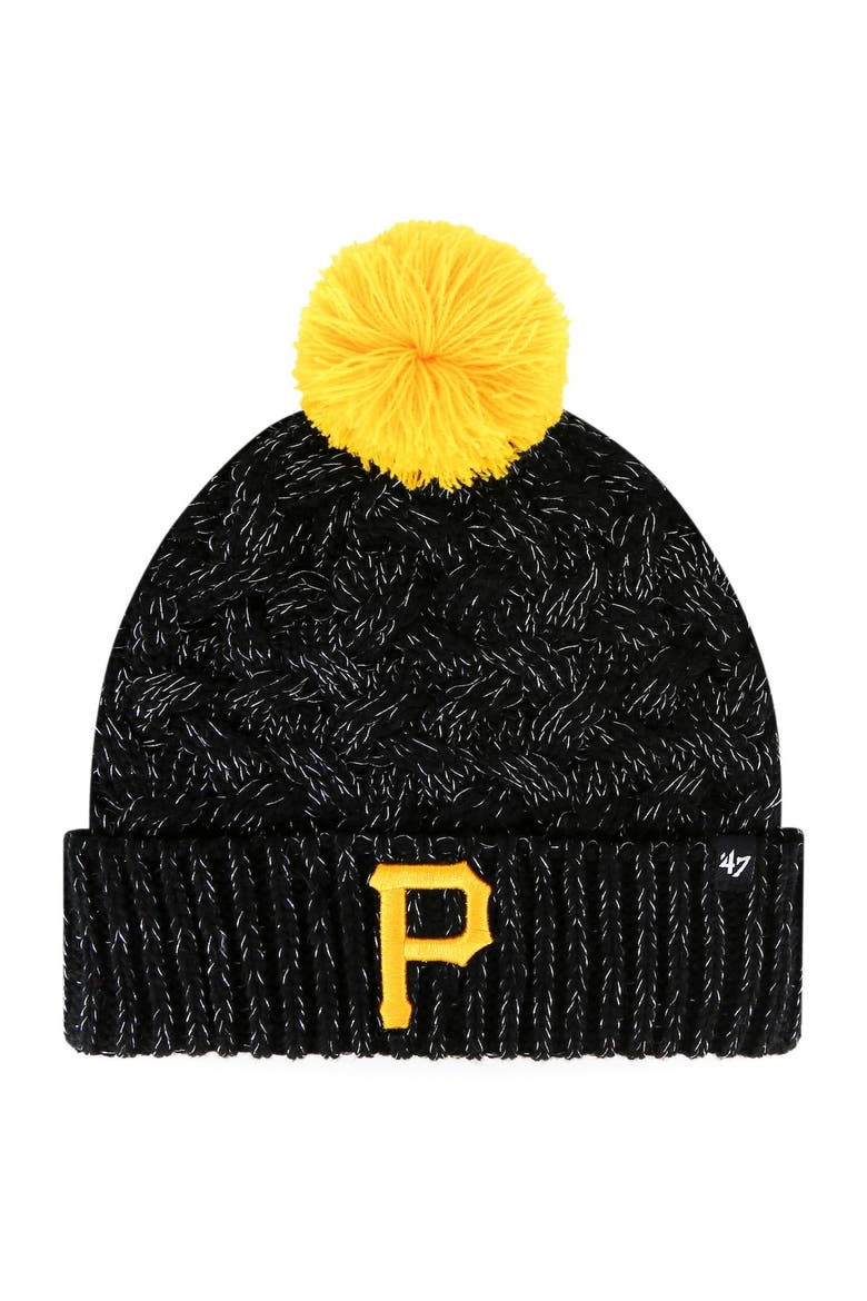 Women's '47 Black Pittsburgh Pirates Knit Cuffed Hat with Pom, Alternate, color, Black