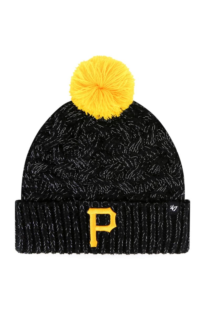 '47 Women's '47 Black Pittsburgh Pirates Knit Cuffed Hat with Pom, Alternate, color, Black