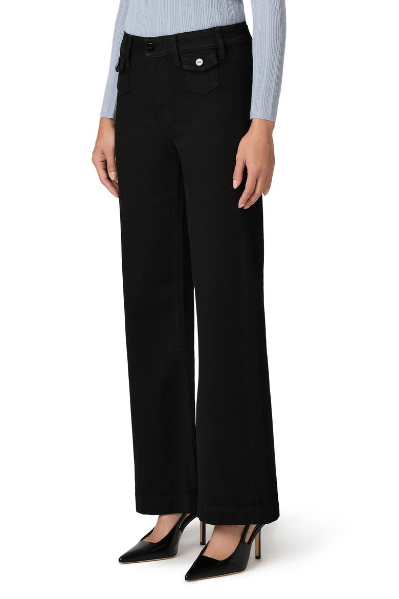 Leenah Patch Pocket High Waist Wide Leg Jeans, Alternate, color, BLACK SHADOW