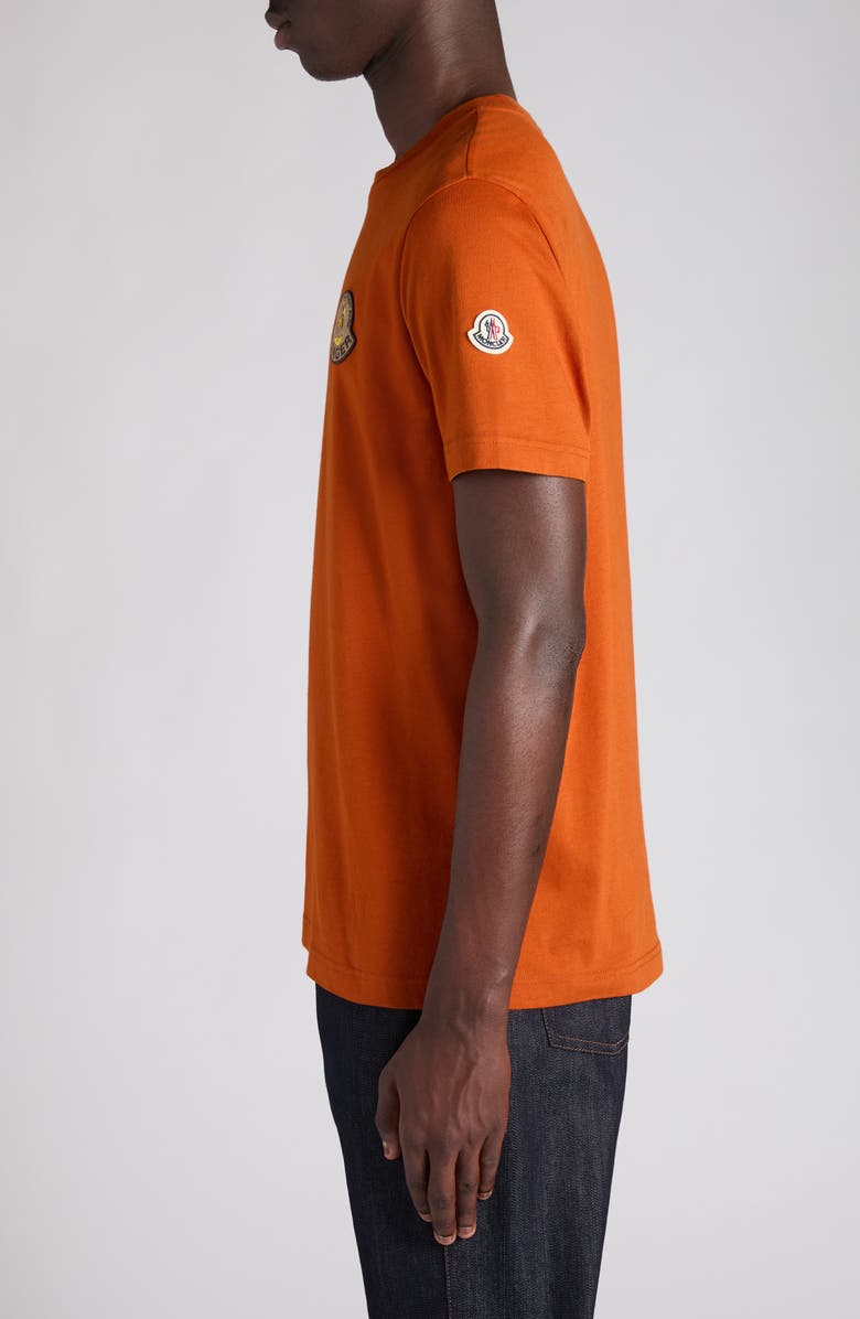 Moncler Logo Patch Cotton T-Shirt, Alternate, color, Potters Clay