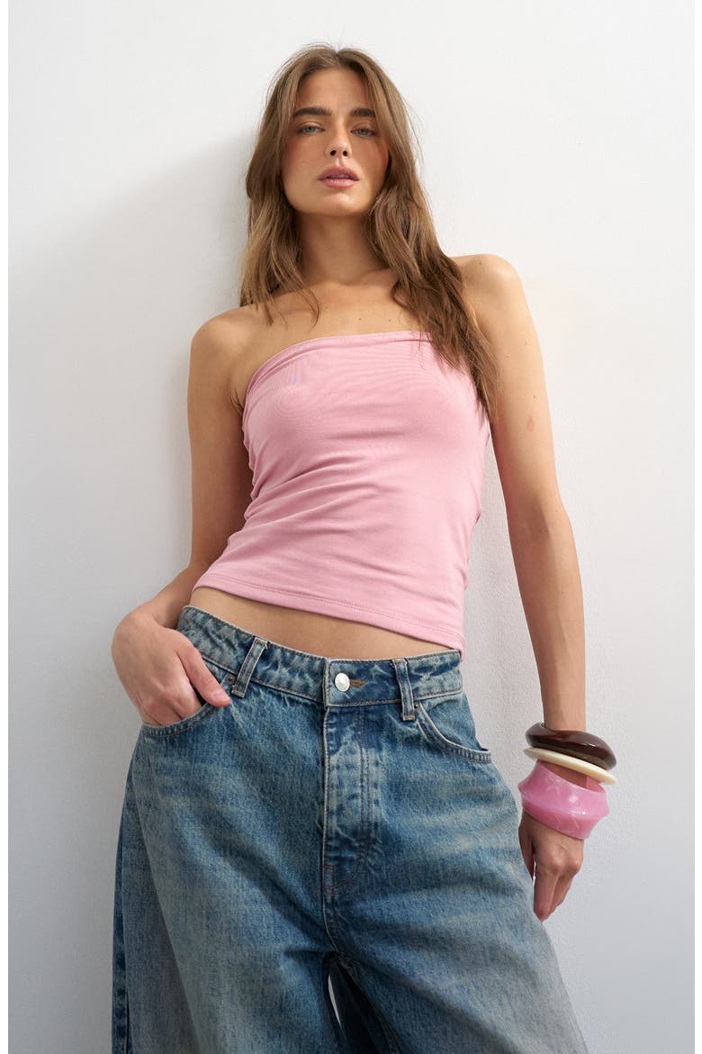 Jersey Bandeau Top, Main, color, PINK