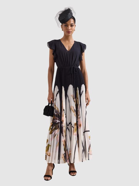 Uma Pleated Floral Maxi Dress
